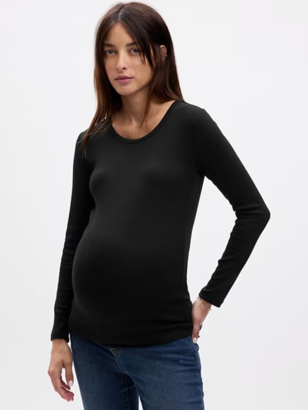 Gap Maternity Modern Crewneck T-Shirt - Black, M